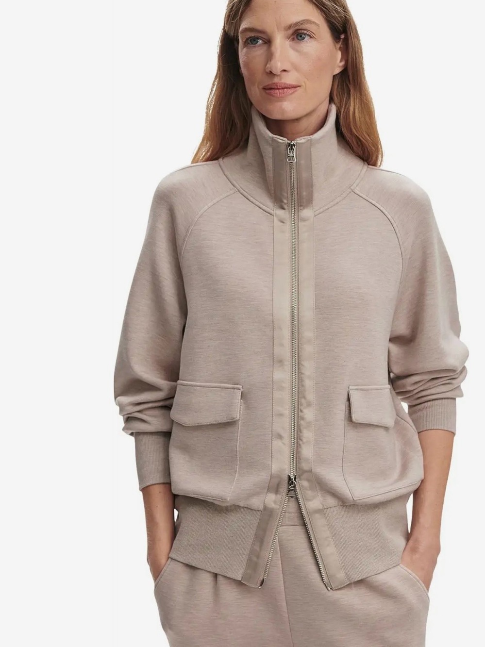 NWOT Varley Roxbury Zip Through Jacket Taupe Marl Size L